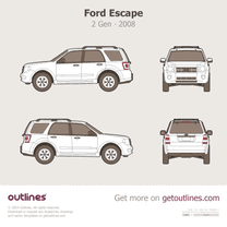 2008 Ford Escape 2 Gen North America us ∙ ca SUV blueprint
